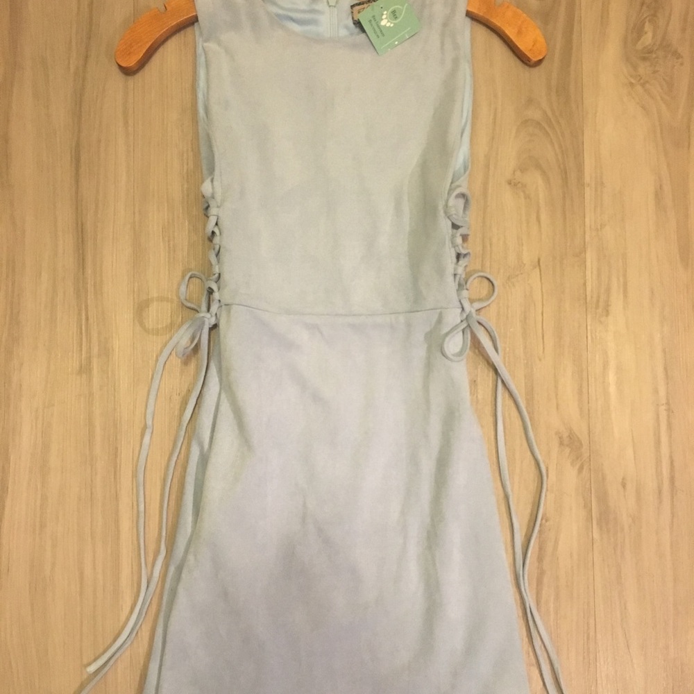 Suede powder blue mini dress!!